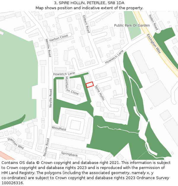 3, SPIRE HOLLIN, PETERLEE, SR8 1DA: Location map and indicative extent of plot