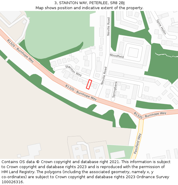 3, STAINTON WAY, PETERLEE, SR8 2BJ: Location map and indicative extent of plot