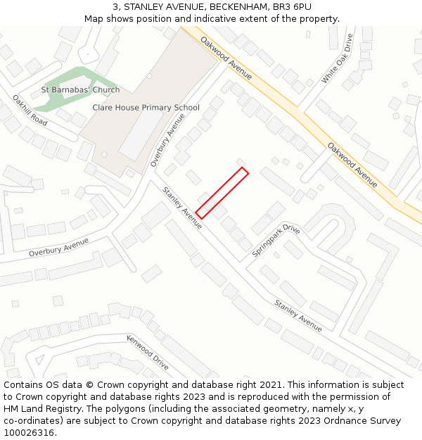 3, STANLEY AVENUE, BECKENHAM, BR3 6PU: Location map and indicative extent of plot