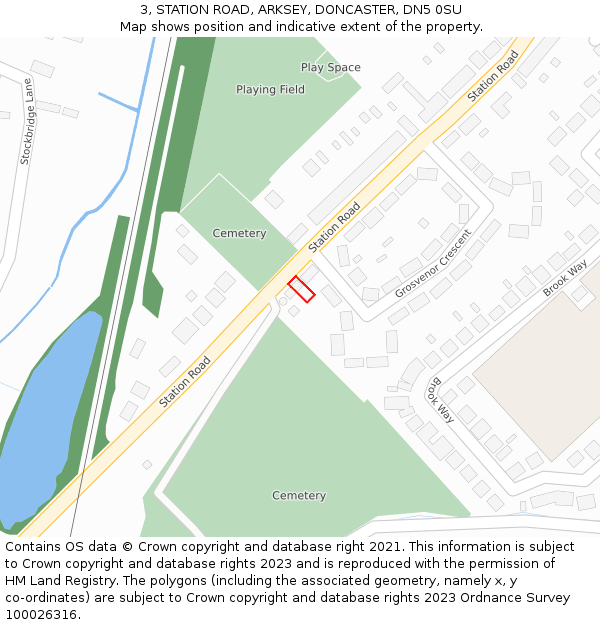 3, STATION ROAD, ARKSEY, DONCASTER, DN5 0SU: Location map and indicative extent of plot