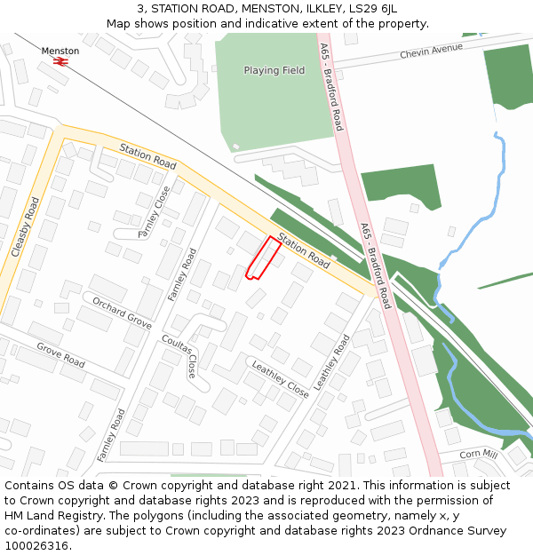 3, STATION ROAD, MENSTON, ILKLEY, LS29 6JL: Location map and indicative extent of plot