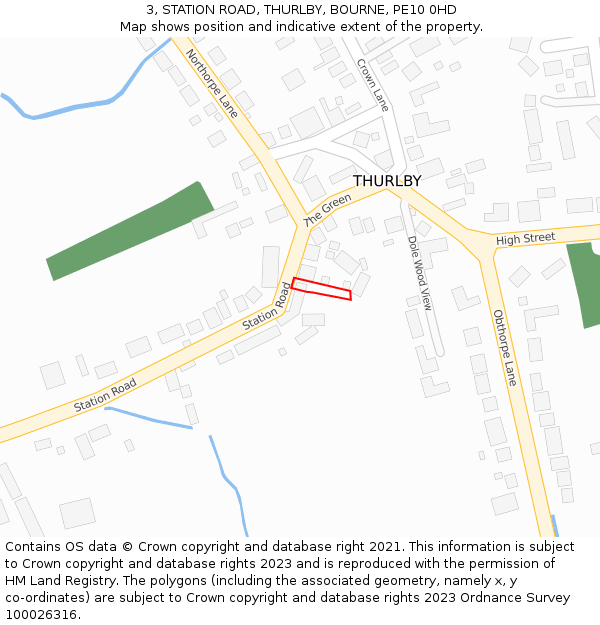 3, STATION ROAD, THURLBY, BOURNE, PE10 0HD: Location map and indicative extent of plot