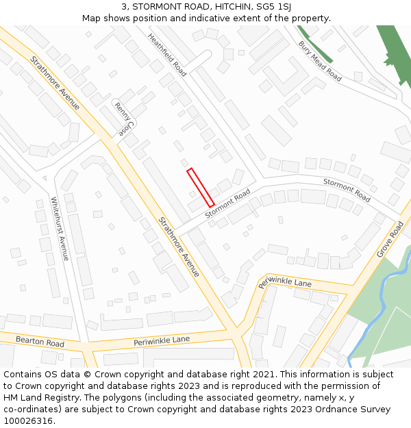 3, STORMONT ROAD, HITCHIN, SG5 1SJ: Location map and indicative extent of plot