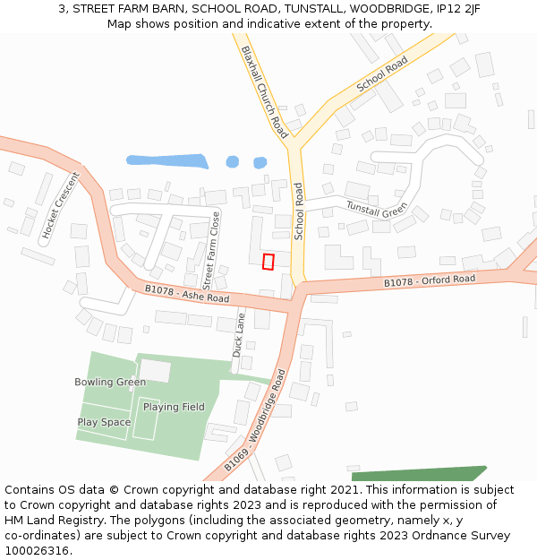 3, STREET FARM BARN, SCHOOL ROAD, TUNSTALL, WOODBRIDGE, IP12 2JF: Location map and indicative extent of plot