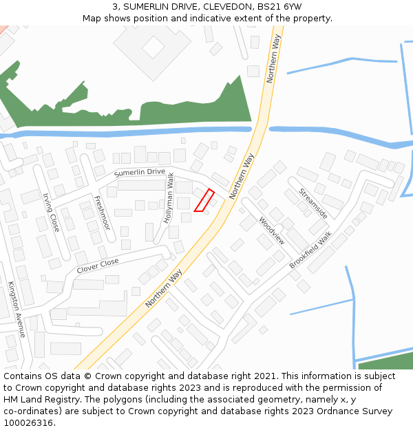 3, SUMERLIN DRIVE, CLEVEDON, BS21 6YW: Location map and indicative extent of plot