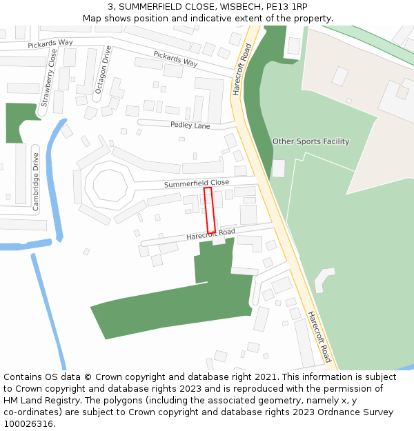 3, SUMMERFIELD CLOSE, WISBECH, PE13 1RP: Location map and indicative extent of plot