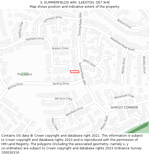 3, SUMMERFIELDS WAY, ILKESTON, DE7 9HE: Location map and indicative extent of plot