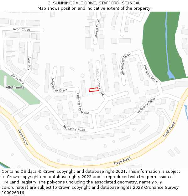 3, SUNNINGDALE DRIVE, STAFFORD, ST16 3XL: Location map and indicative extent of plot