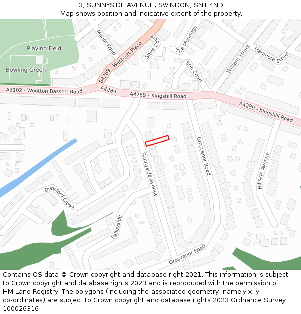 3, SUNNYSIDE AVENUE, SWINDON, SN1 4ND: Location map and indicative extent of plot