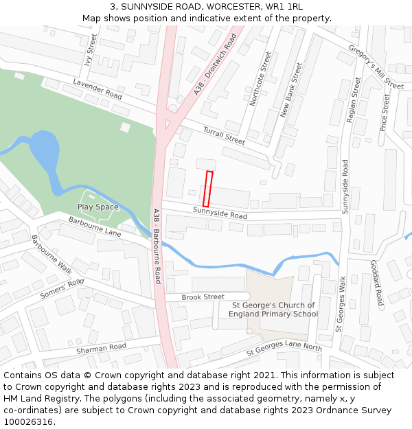 3, SUNNYSIDE ROAD, WORCESTER, WR1 1RL: Location map and indicative extent of plot