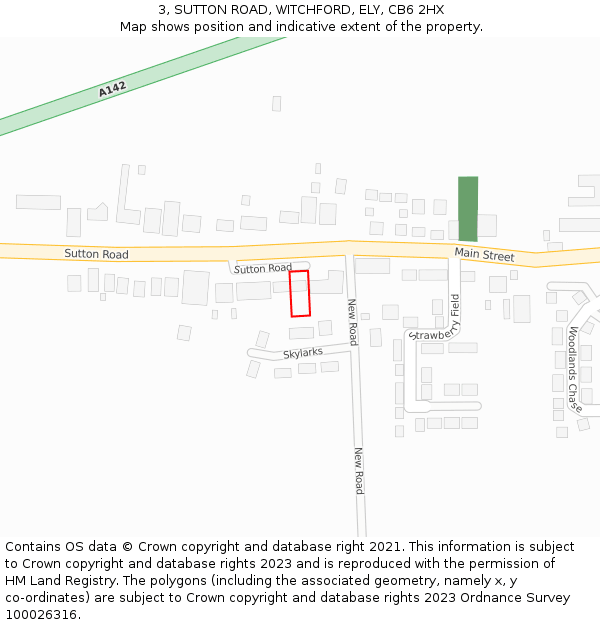 3, SUTTON ROAD, WITCHFORD, ELY, CB6 2HX: Location map and indicative extent of plot