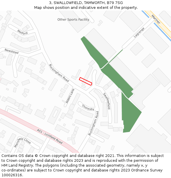 3, SWALLOWFIELD, TAMWORTH, B79 7SG: Location map and indicative extent of plot