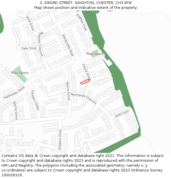3, SWORD STREET, SAIGHTON, CHESTER, CH3 6FW: Location map and indicative extent of plot