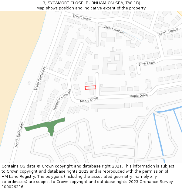 3, SYCAMORE CLOSE, BURNHAM-ON-SEA, TA8 1DJ: Location map and indicative extent of plot