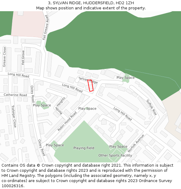 3, SYLVAN RIDGE, HUDDERSFIELD, HD2 1ZH: Location map and indicative extent of plot