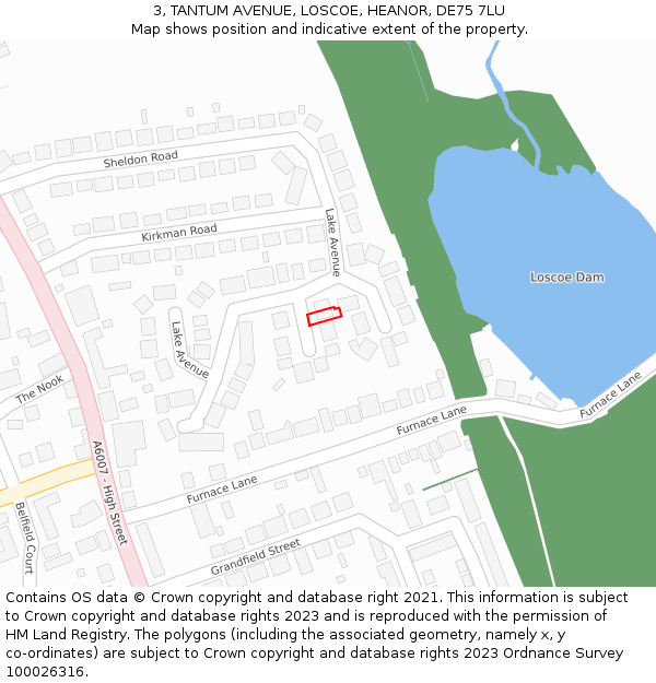 3, TANTUM AVENUE, LOSCOE, HEANOR, DE75 7LU: Location map and indicative extent of plot