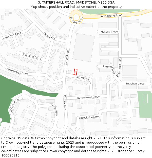3, TATTERSHALL ROAD, MAIDSTONE, ME15 6GA: Location map and indicative extent of plot