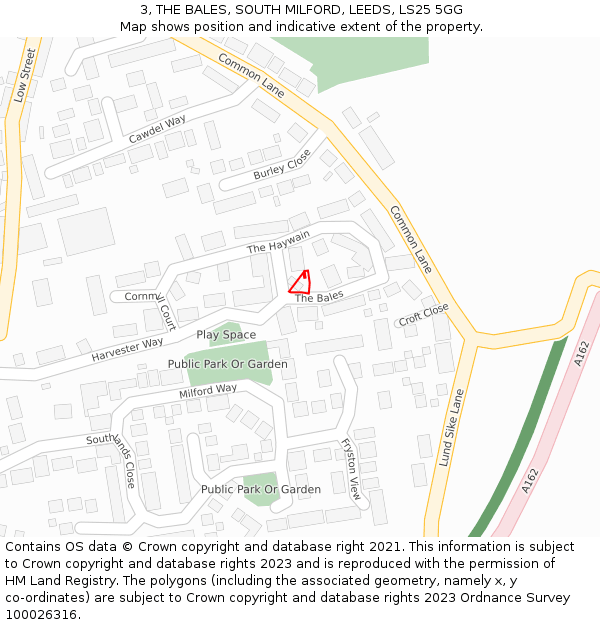 3, THE BALES, SOUTH MILFORD, LEEDS, LS25 5GG: Location map and indicative extent of plot