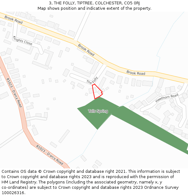 3, THE FOLLY, TIPTREE, COLCHESTER, CO5 0RJ: Location map and indicative extent of plot