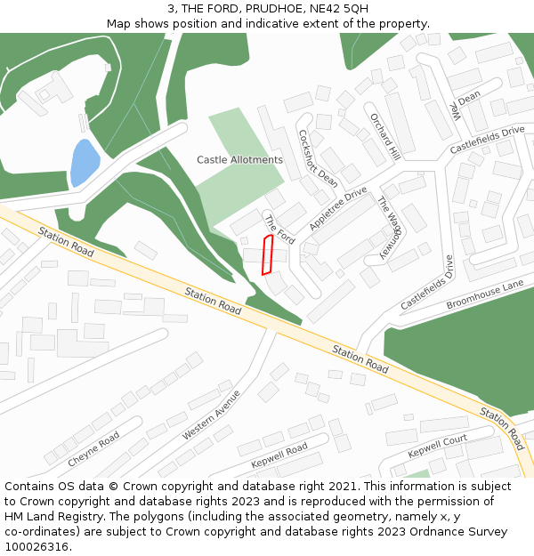 3, THE FORD, PRUDHOE, NE42 5QH: Location map and indicative extent of plot