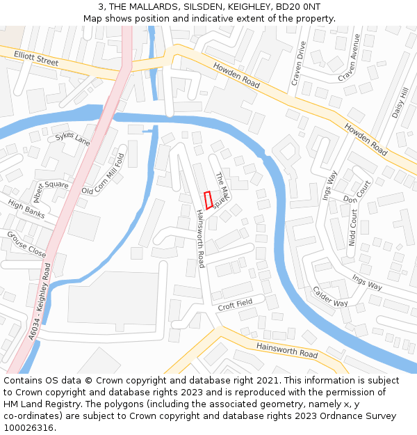 3, THE MALLARDS, SILSDEN, KEIGHLEY, BD20 0NT: Location map and indicative extent of plot