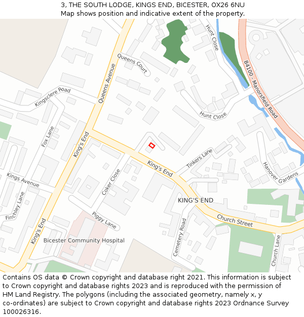 3, THE SOUTH LODGE, KINGS END, BICESTER, OX26 6NU: Location map and indicative extent of plot