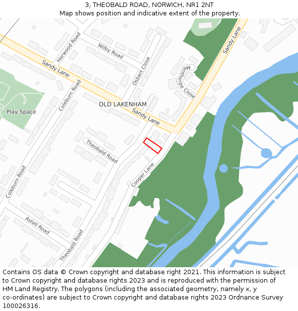3, THEOBALD ROAD, NORWICH, NR1 2NT: Location map and indicative extent of plot