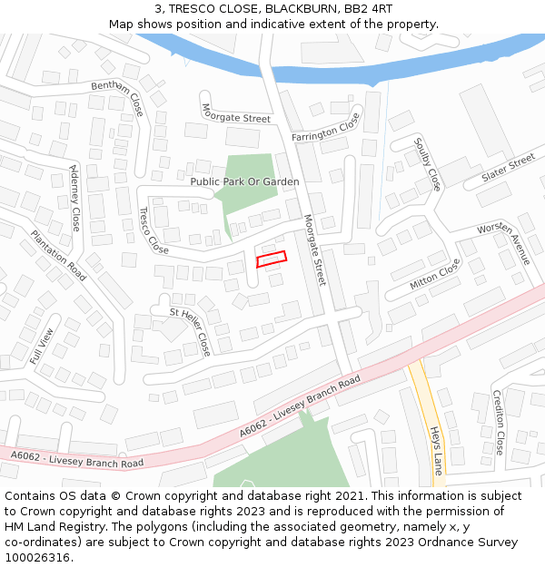 3, TRESCO CLOSE, BLACKBURN, BB2 4RT: Location map and indicative extent of plot