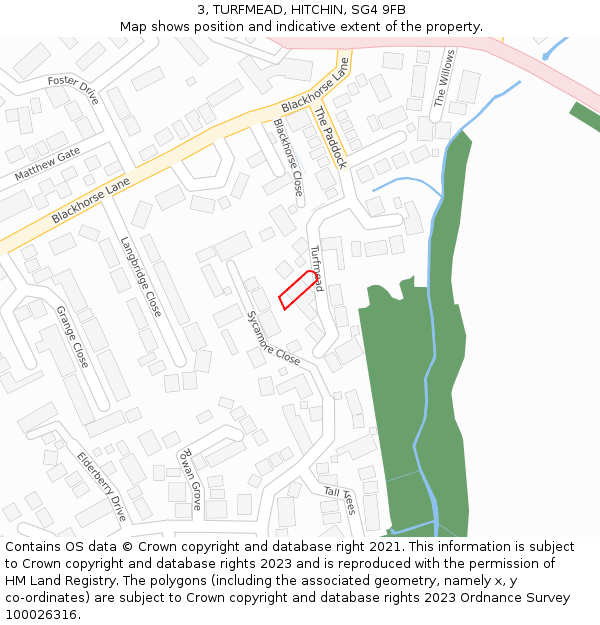 3, TURFMEAD, HITCHIN, SG4 9FB: Location map and indicative extent of plot