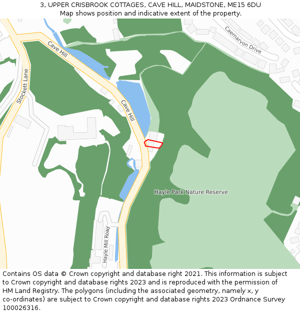 3, UPPER CRISBROOK COTTAGES, CAVE HILL, MAIDSTONE, ME15 6DU: Location map and indicative extent of plot