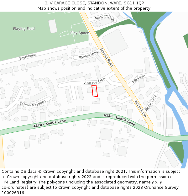3, VICARAGE CLOSE, STANDON, WARE, SG11 1QP: Location map and indicative extent of plot