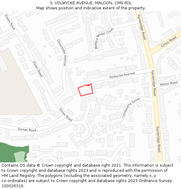 3, VOLWYCKE AVENUE, MALDON, CM9 6DL: Location map and indicative extent of plot