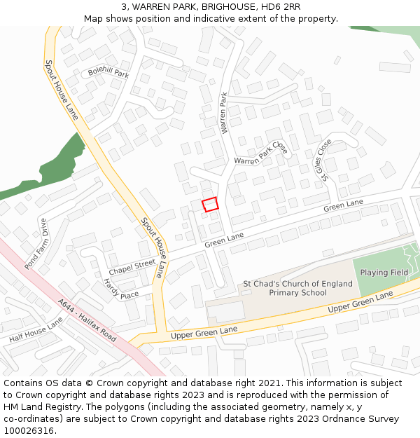 3, WARREN PARK, BRIGHOUSE, HD6 2RR: Location map and indicative extent of plot
