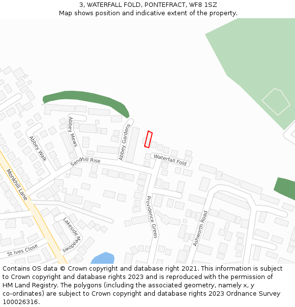 3, WATERFALL FOLD, PONTEFRACT, WF8 1SZ: Location map and indicative extent of plot