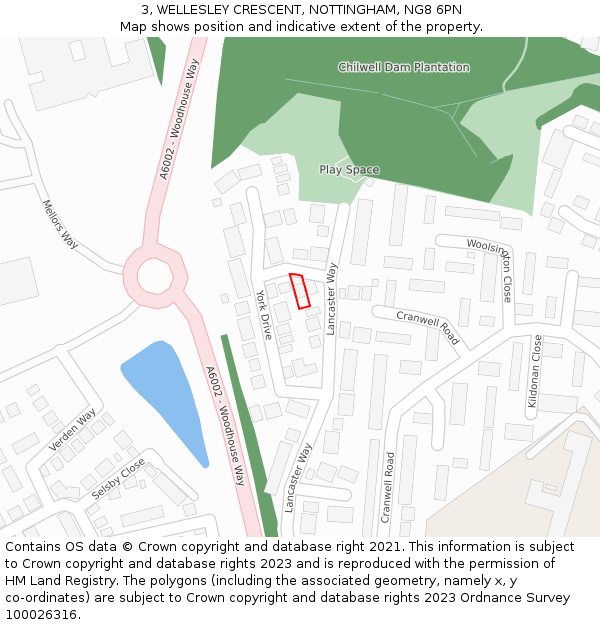 3, WELLESLEY CRESCENT, NOTTINGHAM, NG8 6PN: Location map and indicative extent of plot