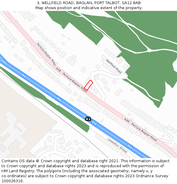 3, WELLFIELD ROAD, BAGLAN, PORT TALBOT, SA12 8AB: Location map and indicative extent of plot