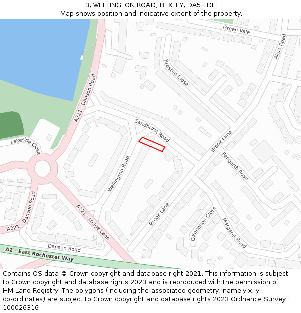 3, WELLINGTON ROAD, BEXLEY, DA5 1DH: Location map and indicative extent of plot