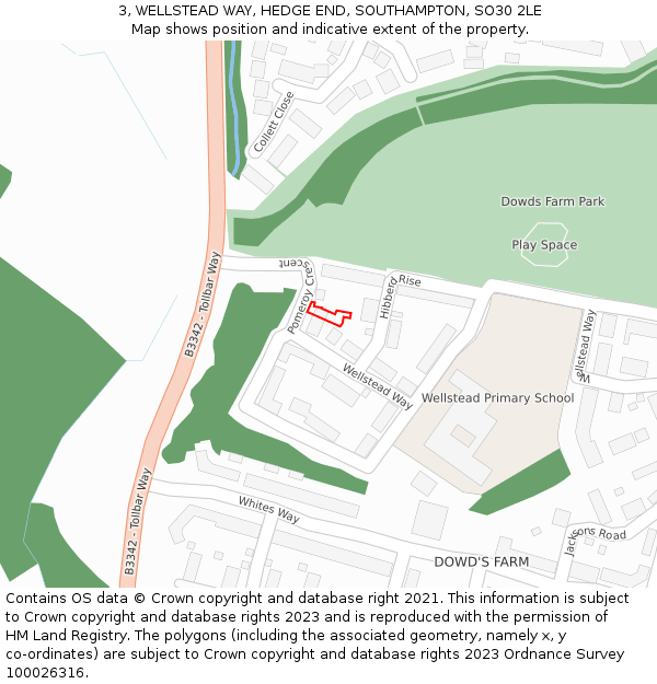 3, WELLSTEAD WAY, HEDGE END, SOUTHAMPTON, SO30 2LE: Location map and indicative extent of plot