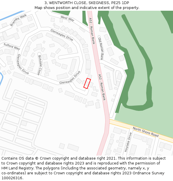 3, WENTWORTH CLOSE, SKEGNESS, PE25 1DP: Location map and indicative extent of plot