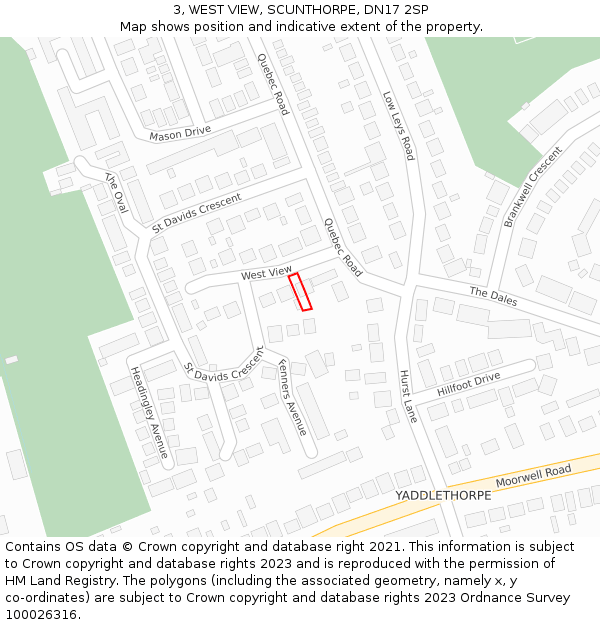 3, WEST VIEW, SCUNTHORPE, DN17 2SP: Location map and indicative extent of plot