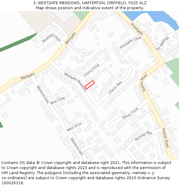 3, WESTGATE MEADOWS, NAFFERTON, DRIFFIELD, YO25 4LZ: Location map and indicative extent of plot