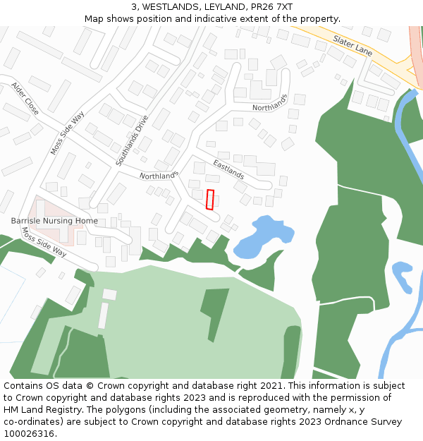 3, WESTLANDS, LEYLAND, PR26 7XT: Location map and indicative extent of plot
