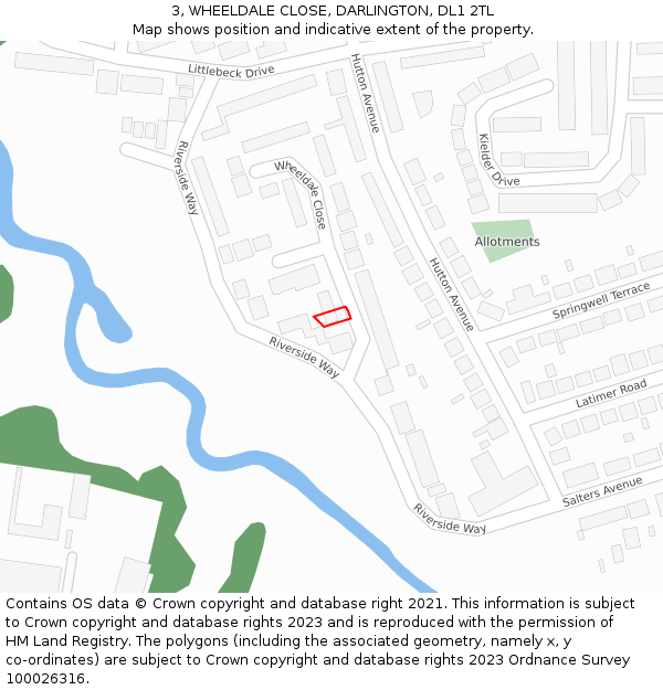 3, WHEELDALE CLOSE, DARLINGTON, DL1 2TL: Location map and indicative extent of plot