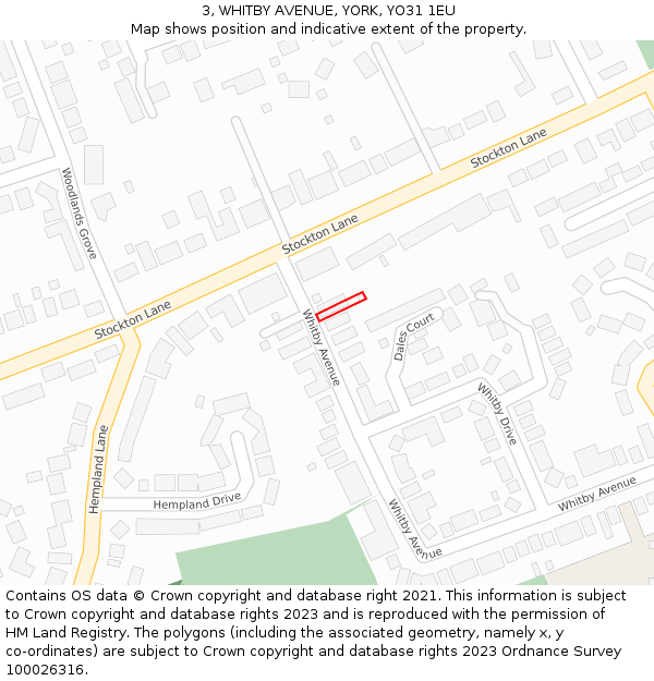 3, WHITBY AVENUE, YORK, YO31 1EU: Location map and indicative extent of plot