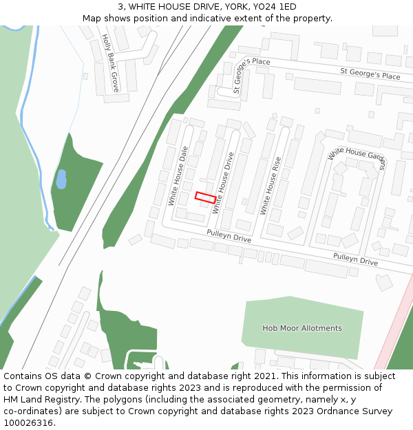 3, WHITE HOUSE DRIVE, YORK, YO24 1ED: Location map and indicative extent of plot