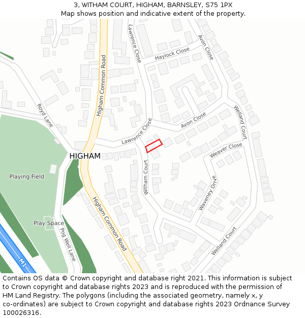 3, WITHAM COURT, HIGHAM, BARNSLEY, S75 1PX: Location map and indicative extent of plot