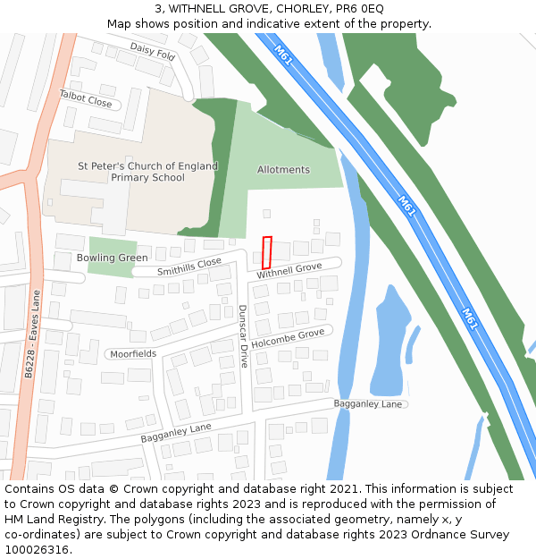 3, WITHNELL GROVE, CHORLEY, PR6 0EQ: Location map and indicative extent of plot