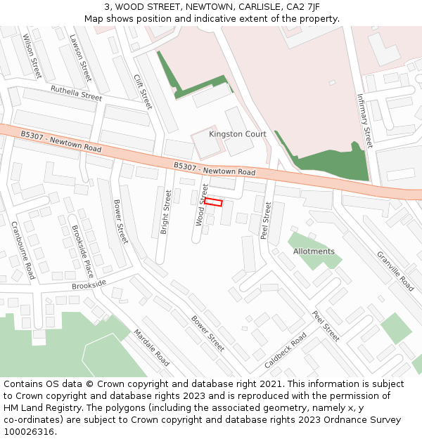 3, WOOD STREET, NEWTOWN, CARLISLE, CA2 7JF: Location map and indicative extent of plot