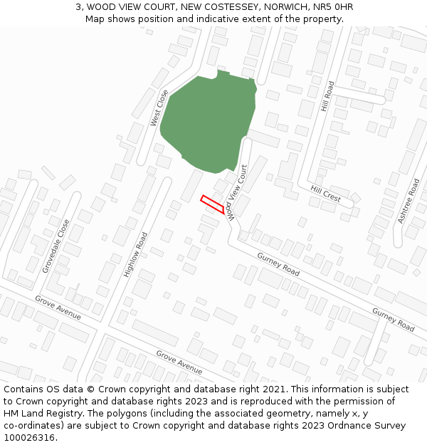 3, WOOD VIEW COURT, NEW COSTESSEY, NORWICH, NR5 0HR: Location map and indicative extent of plot