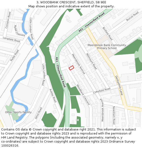 3, WOODBANK CRESCENT, SHEFFIELD, S8 9EE: Location map and indicative extent of plot